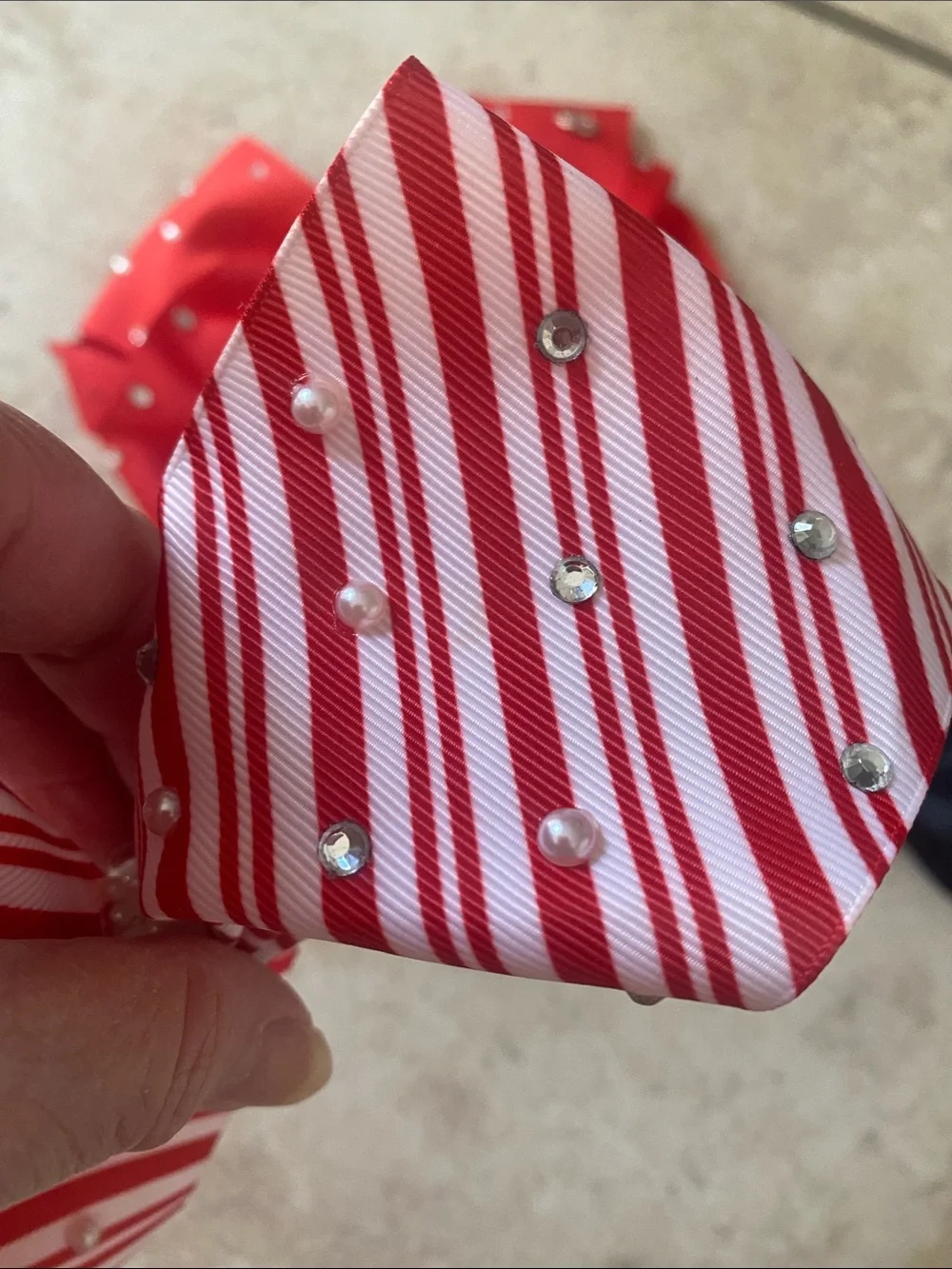 Bundle of 3 Red, Black & Red White Strip Girls Hairbows 2 Large 1 Medium
